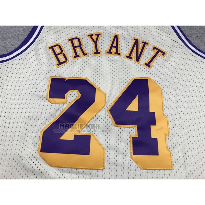 Maglia
 Kobe Bryant NO 24 Los Angeles Lakers Mitchell & Ness Chainstitch Crema
